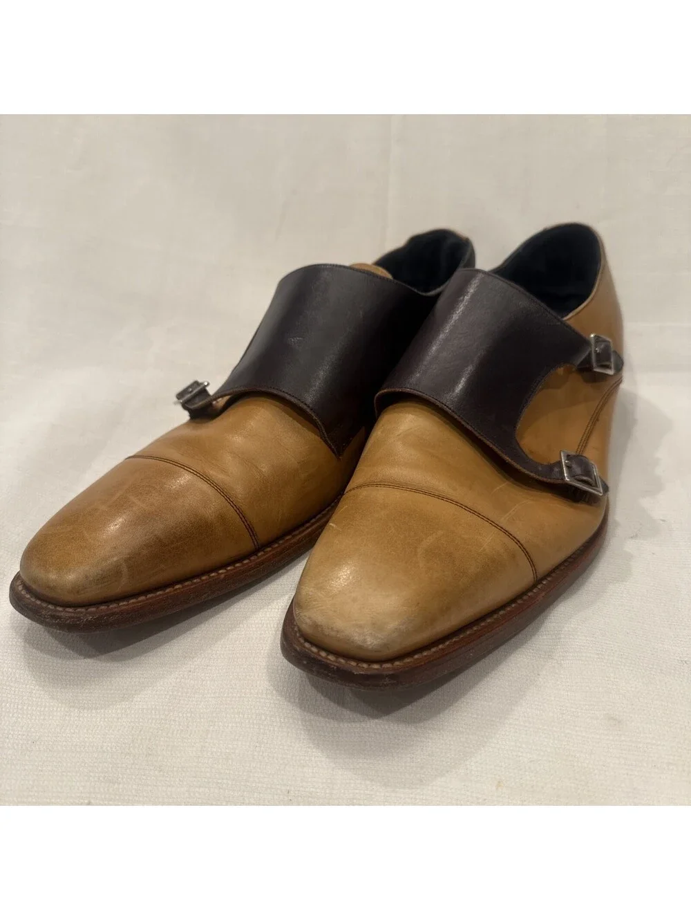 Barker Double Monk Strap Leather Shoes Mens US 15 UK 14 Brown Made In England